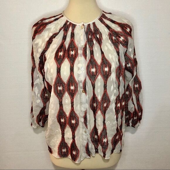 LINE & DOT ANTHROPOLOGIE EMBROIDERED BLOUSE - Picture 1 of 10